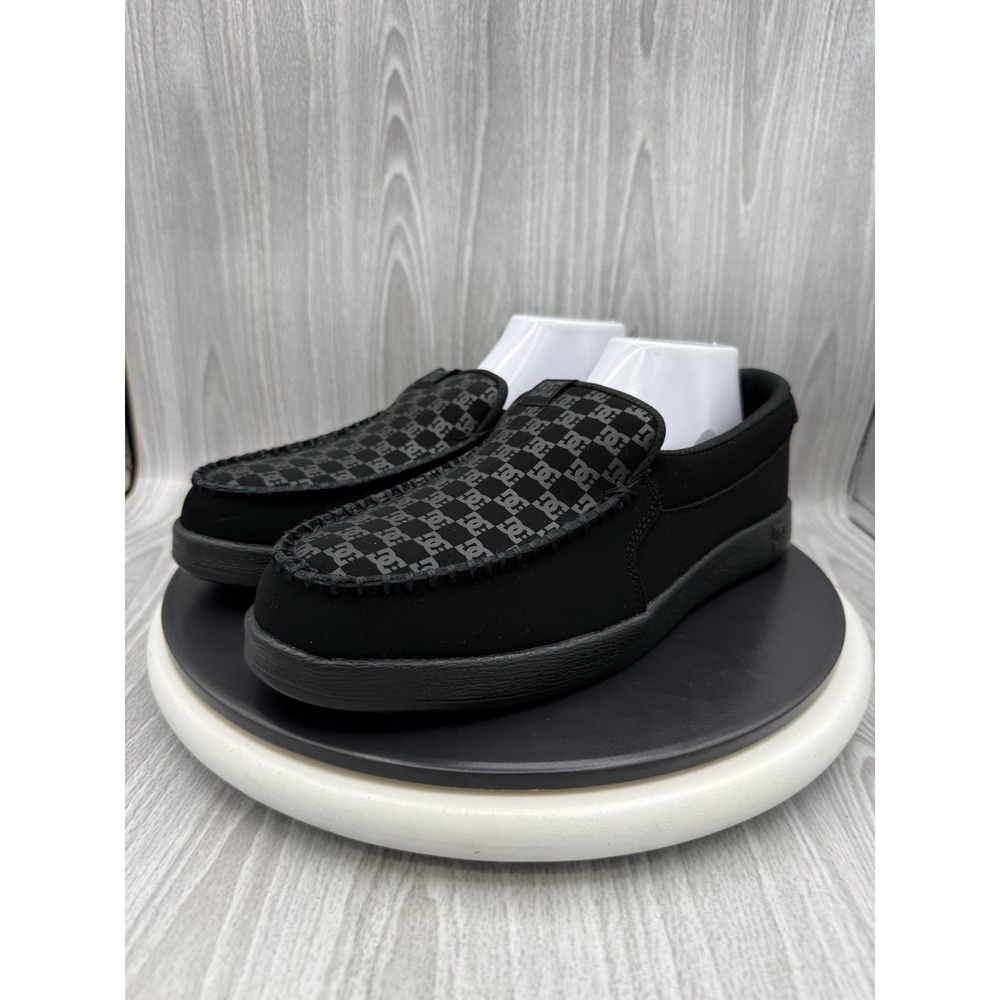 DC Villain 2 Slip On Mens Size 10 Black Leather Casual Skate Shoes Loafers NEW